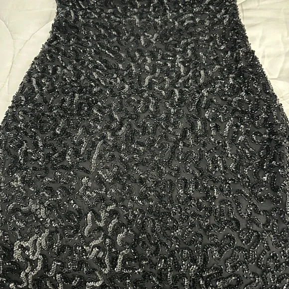 🎄Vintage Y2K Body by Victoria Secret MINI Sequin Dress strapless Black Size 12 - Picture 6 of 7